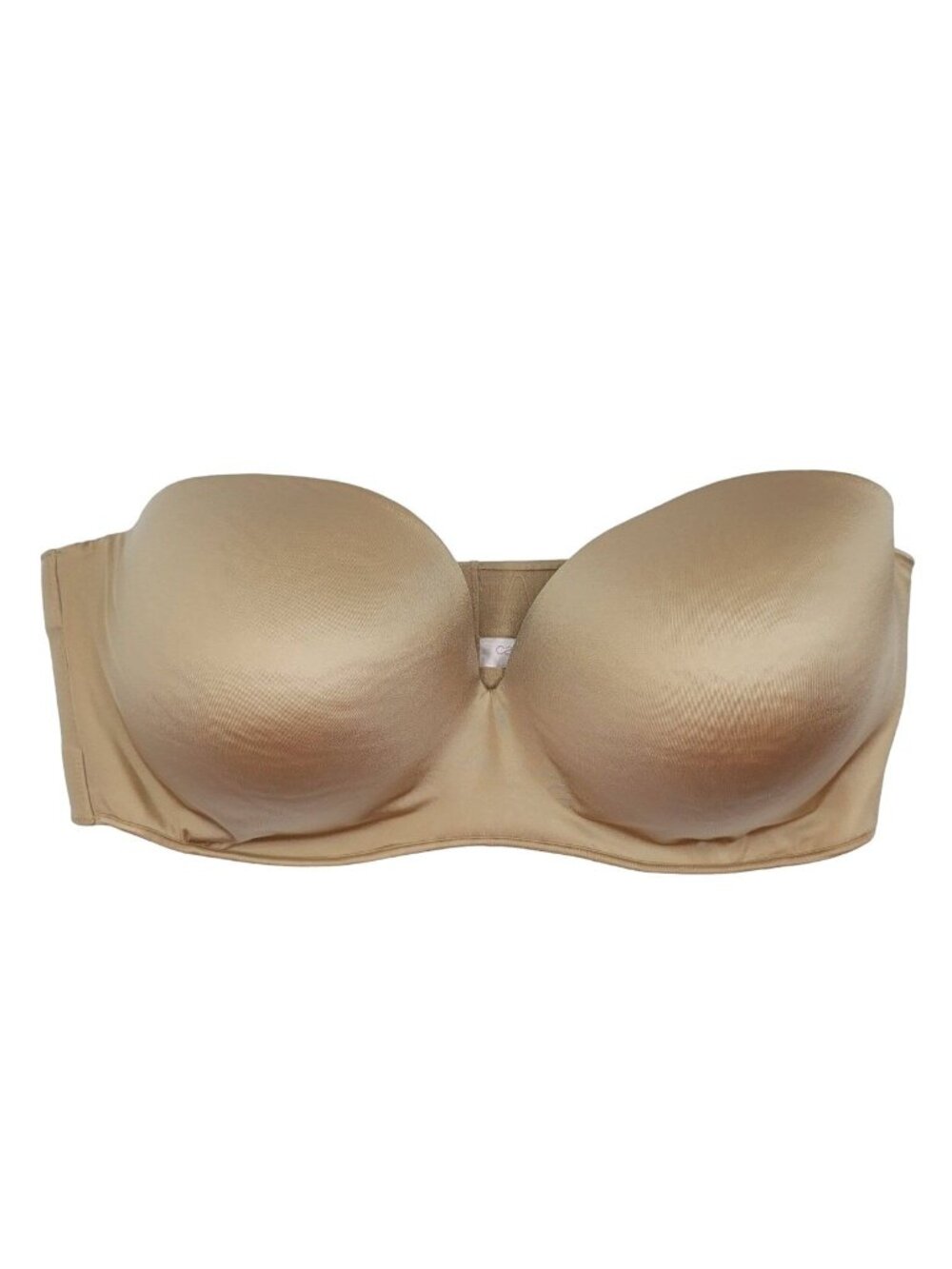 Cacique Strapless Bra Tan Nude 42F Light Pad Full Coverage Underwire Seamless
